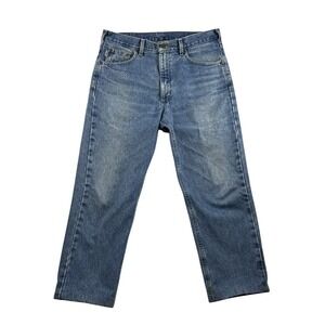 VTG Carhartt Jeans Men's 34x25.5 Blue Straight Leg Denim Altered Hem Grunge